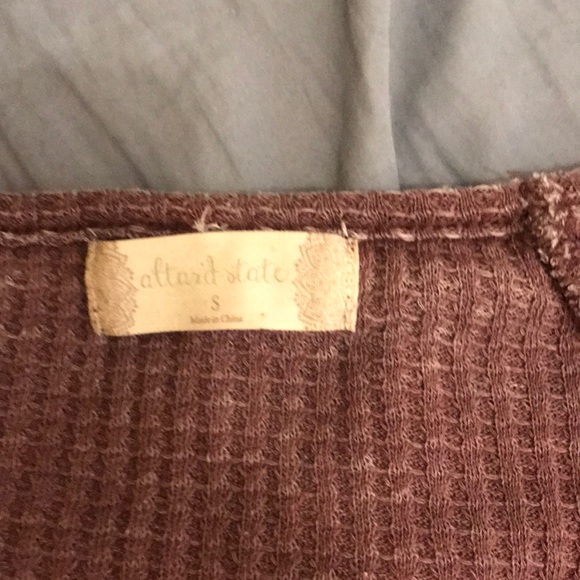 Light wash burgundy Altar’d State Long sleeve top - Picture 2 of 3